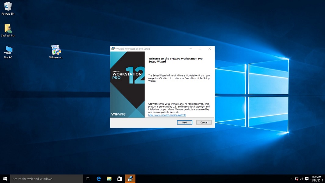 how to install vmware workstation 12 pro in windows 10