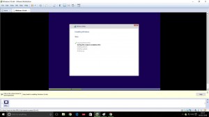 Screenshot of VMware Workstation 12 Windows 10 installation - installing windows