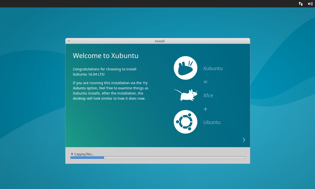 Xubuntu installation progress screenshot