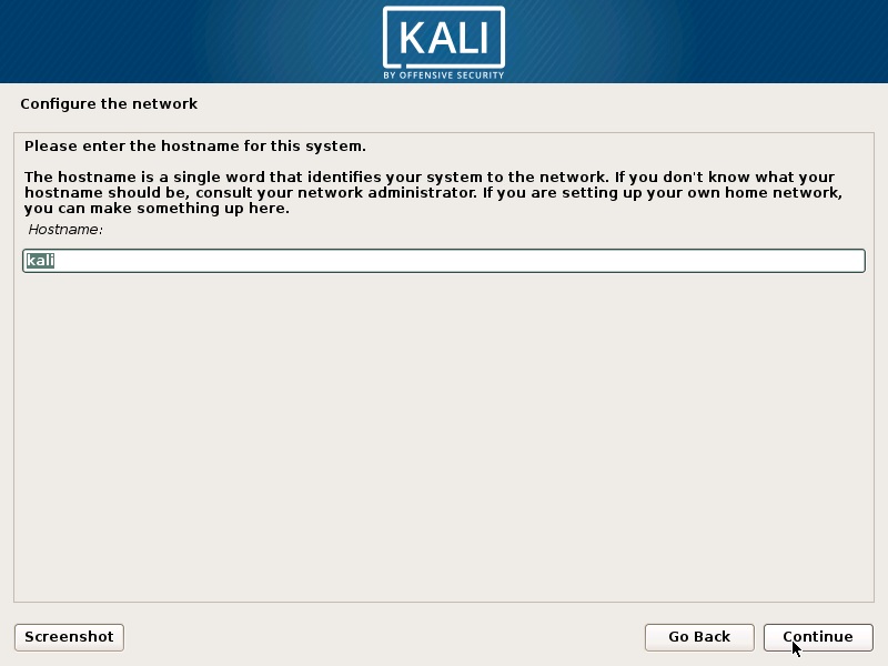 Install Kali Linux 2017 in VirtualBox- Configure the Network Screenshot