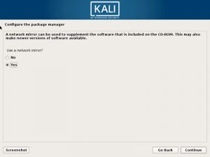 Install Kali Linux 2017 in VMware Workstation 12- Configure the Package Manager Screenshot