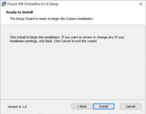 VirtualBox Installation – Ready to Install
