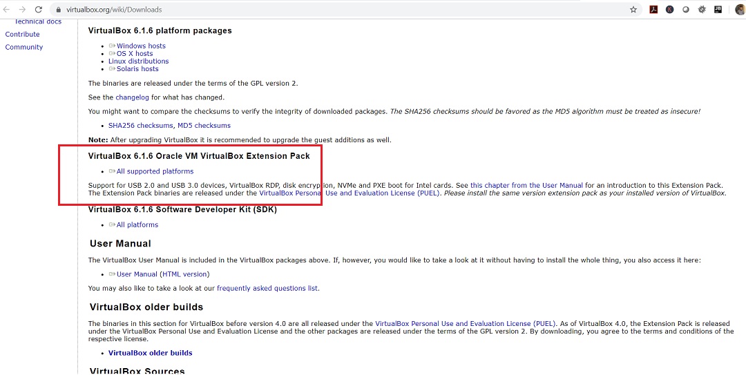 virtualbox download extension pack virtualbox download extension pack