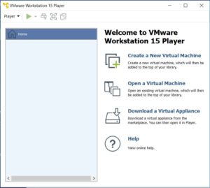 VMware Player 15 - Home Screen