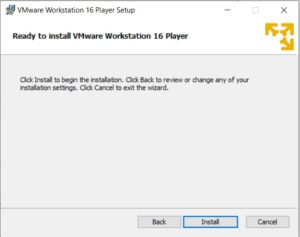 VMware Player 16 Installation - Ready to Install