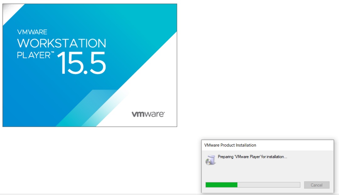 VMware Player 15.5 Installation - Initial Splash Screen