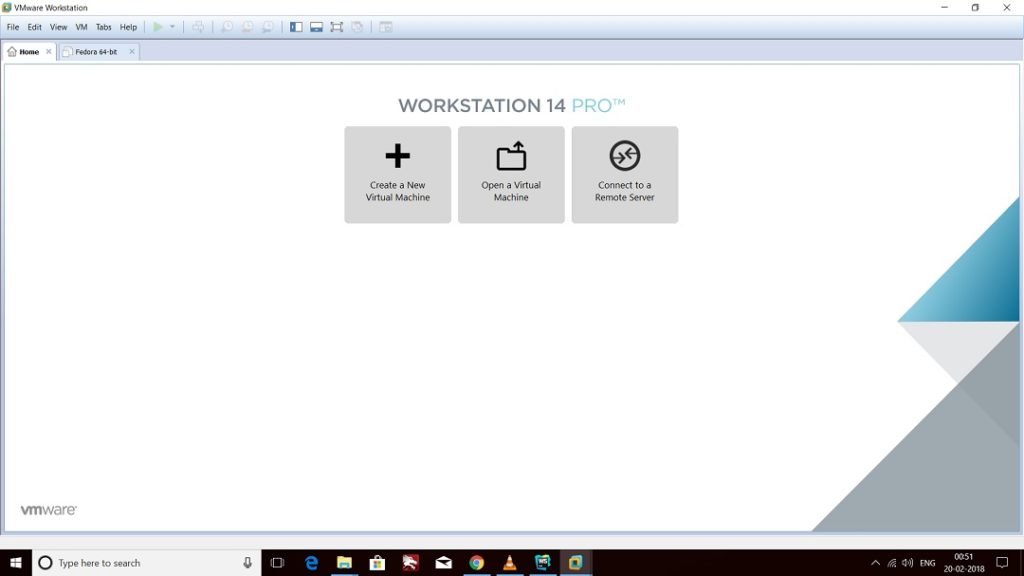 VMware Workstation home screen Screenshot