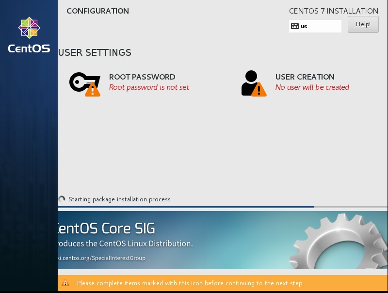 CentOS Setup - setup root password and create user
