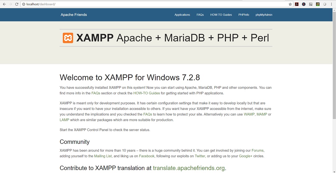 XAMPP localhost in Browser