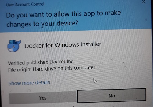 Docker Installation - Windows User Access Control