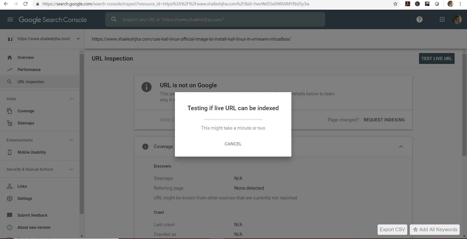 Submit URL. Bing search console