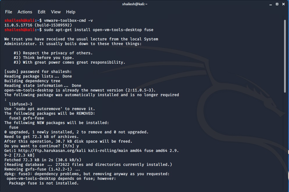 Install VMware tools