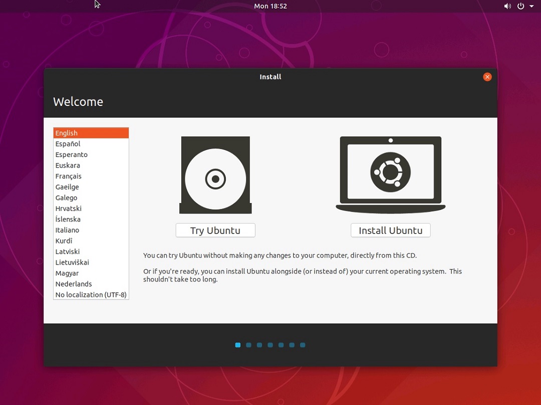Hyper-V - Ubuntu Installation - Welcome Screen