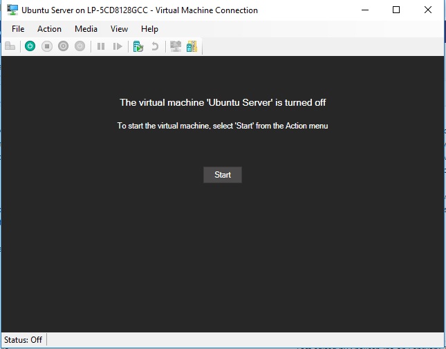 Hyper-V - Install Ubuntu Server - Start VM