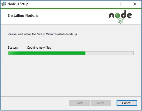 NodesJS installation progress window screenshot