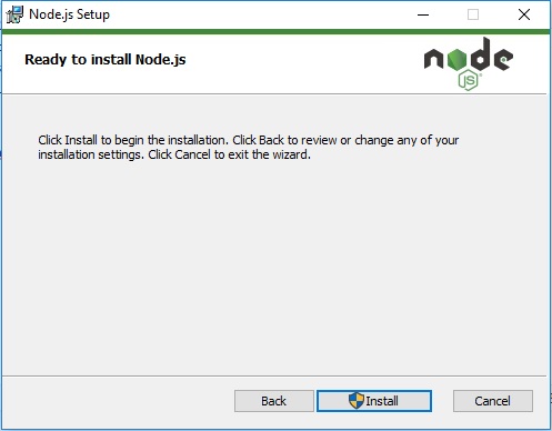 NodeJS Installation - ready to install window screenshot