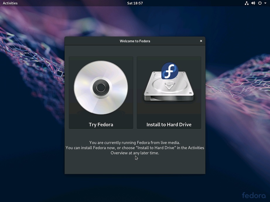 Fedora Workstation 29 - Install to Hard Disk