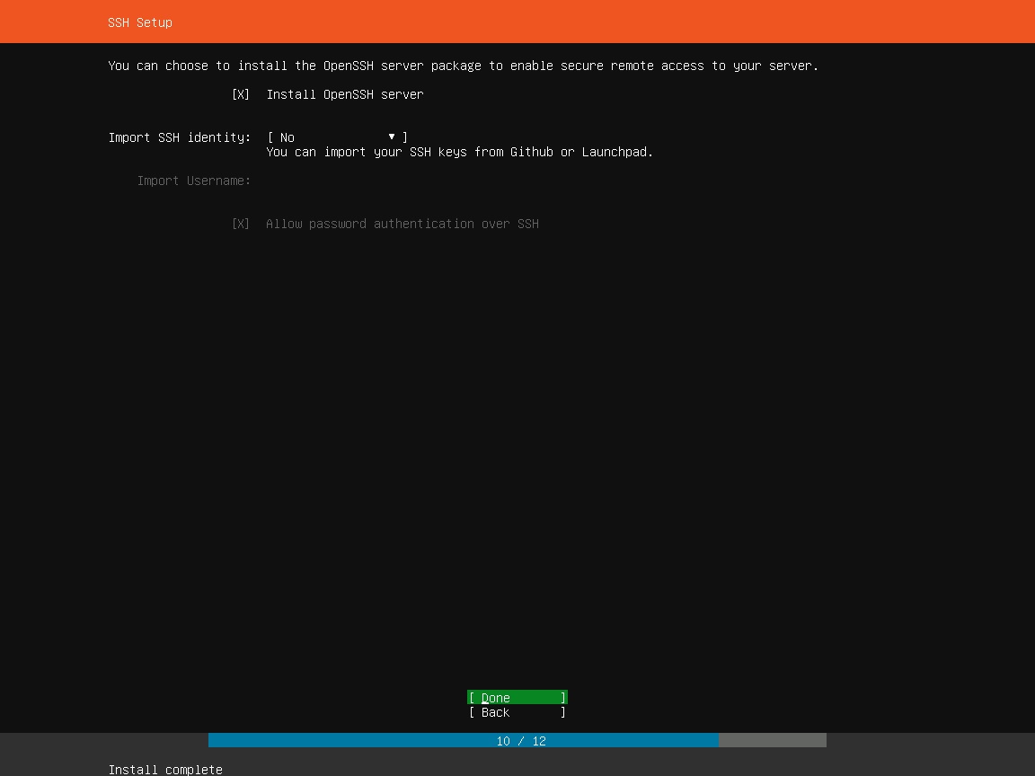 Ubuntu Server Installation - OpenSSH server setup