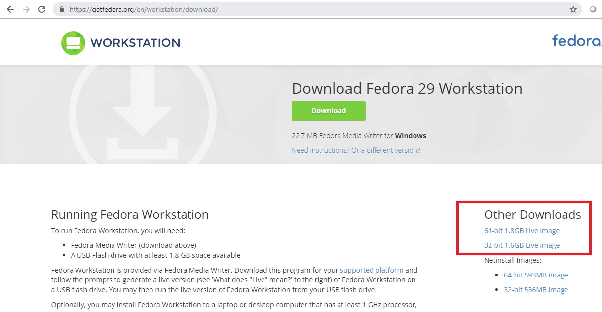 fedora workstation download