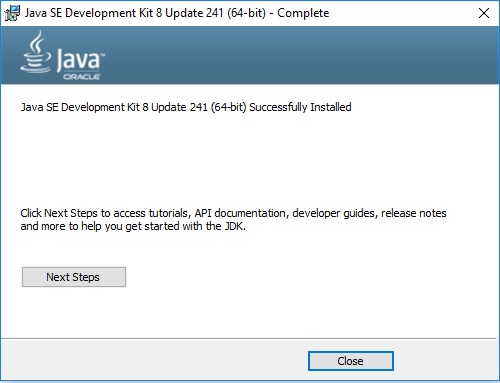 Java SE JDK 8 - Installation Complete