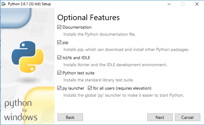 Python Installation Optional Features