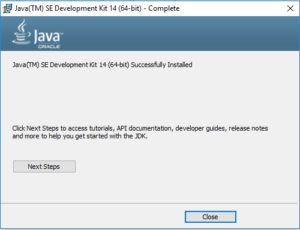 Java JDK 14 Installation Complete
